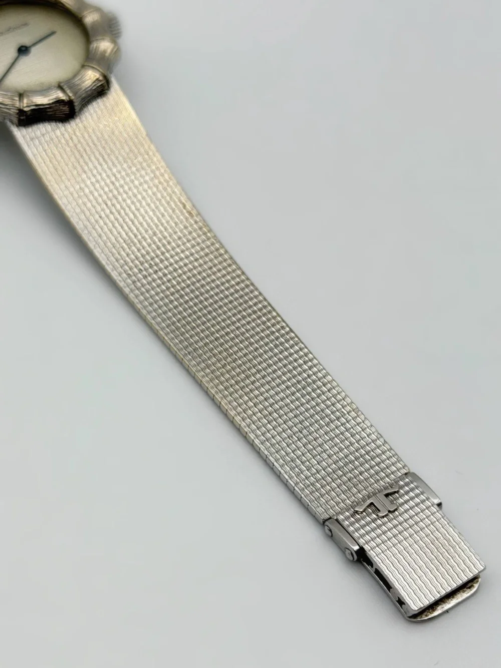 Vintage Jaeger Lecoultre 14081 22 18k Solid White Gold Silver Dial Bamboo Watch